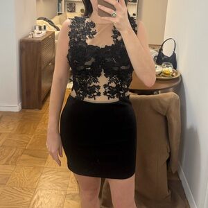 Chic Black and Tan Backless Dress